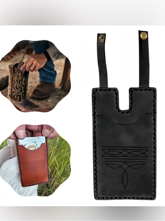 None Accessories - WESTERN Black Faux Leather Boot Wallet